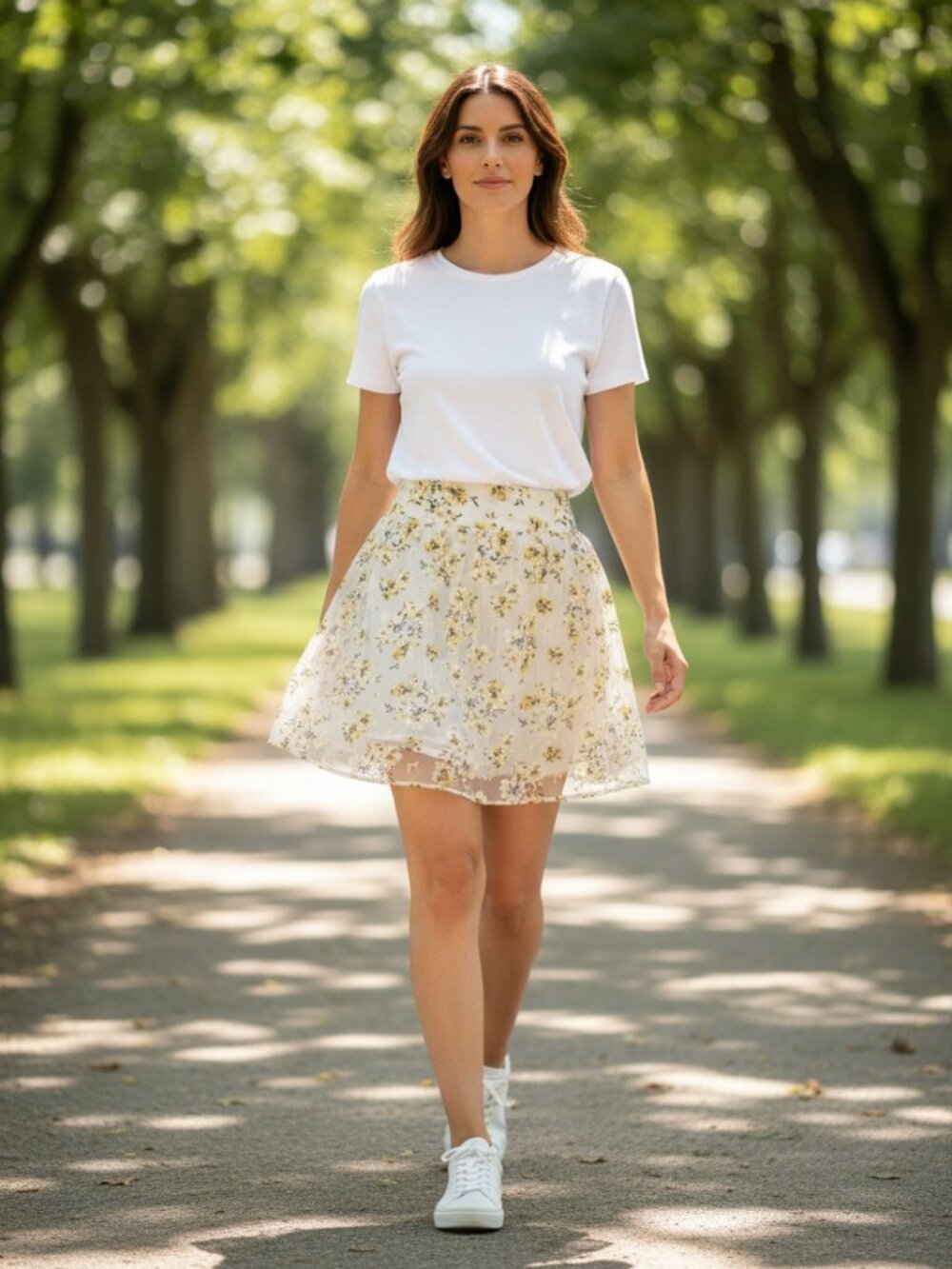 CHOCOLATE U.S.A., Romantic Yellow and White Skirt, Misses Size S New with Tags
